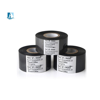 Ruban d'encre de transfert thermique LC1 en plastique noir 30 mm * 100 m pour l'impression de date et de lot