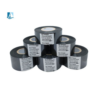 Ruban d'encre de transfert thermique LC1 en plastique noir 30 mm * 100 m pour l'impression de date et de lot