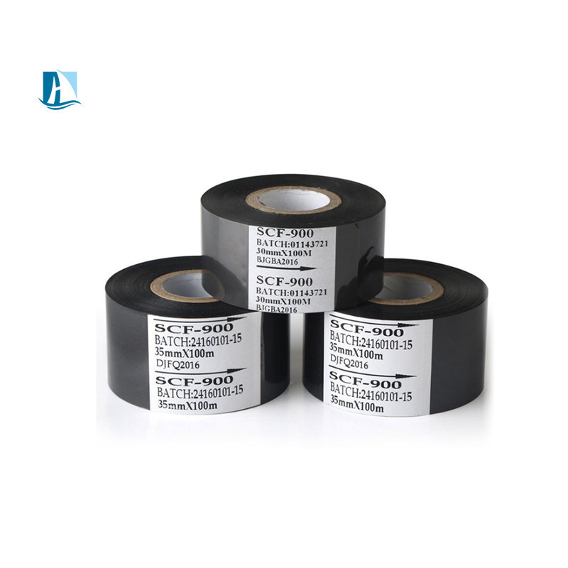 Ruban d'encre de transfert thermique LC1 en plastique noir 30 mm * 100 m pour l'impression de date et de lot
